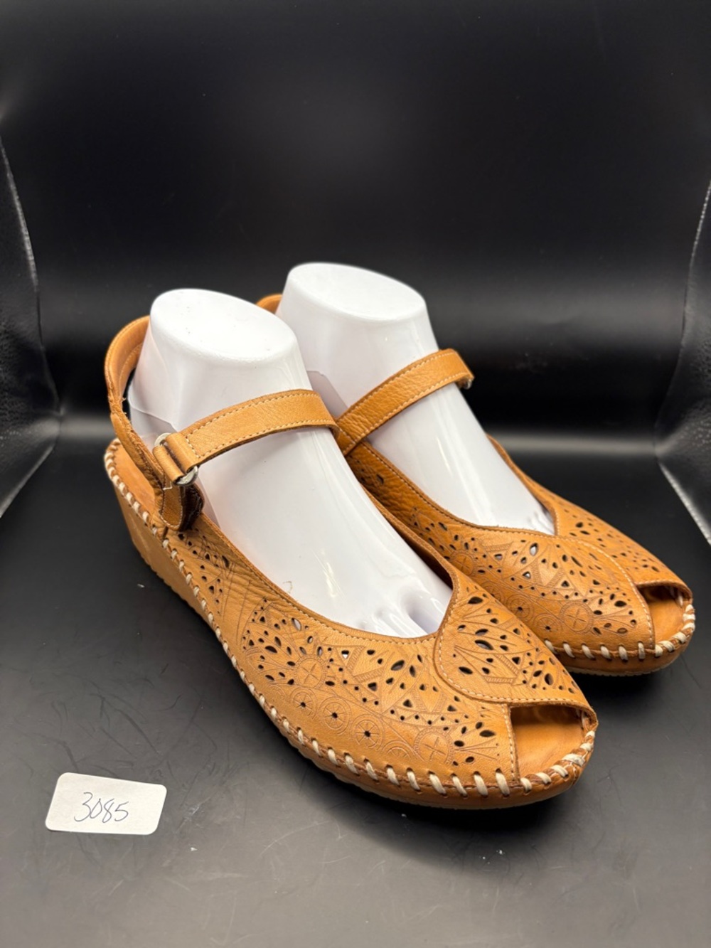 Spring Step Tan Leather Peep Toe Sandals Slingback Comfort EU 42 US 11